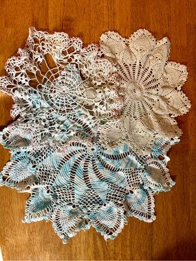 Handmade Crochet Doilies 3 Piece